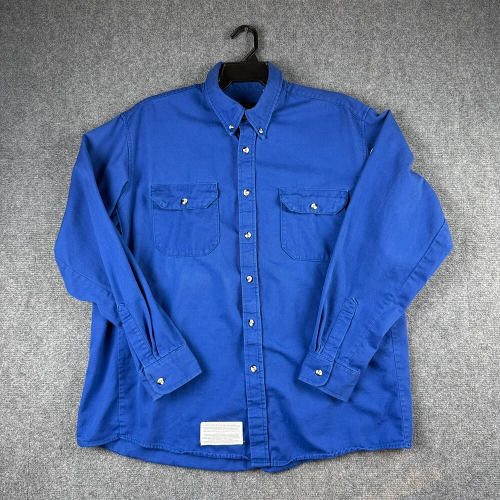 Bulwark UltraSoft FR Flame Resistant Work Shirt Mens XL RG Royal Blue 2 Pocket